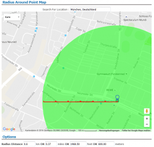 600m Radius (Google Maps) um Fürstenried West